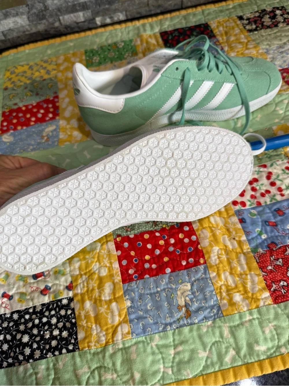 adidas Gazelle Mint Suede Sneakers with White Stripes